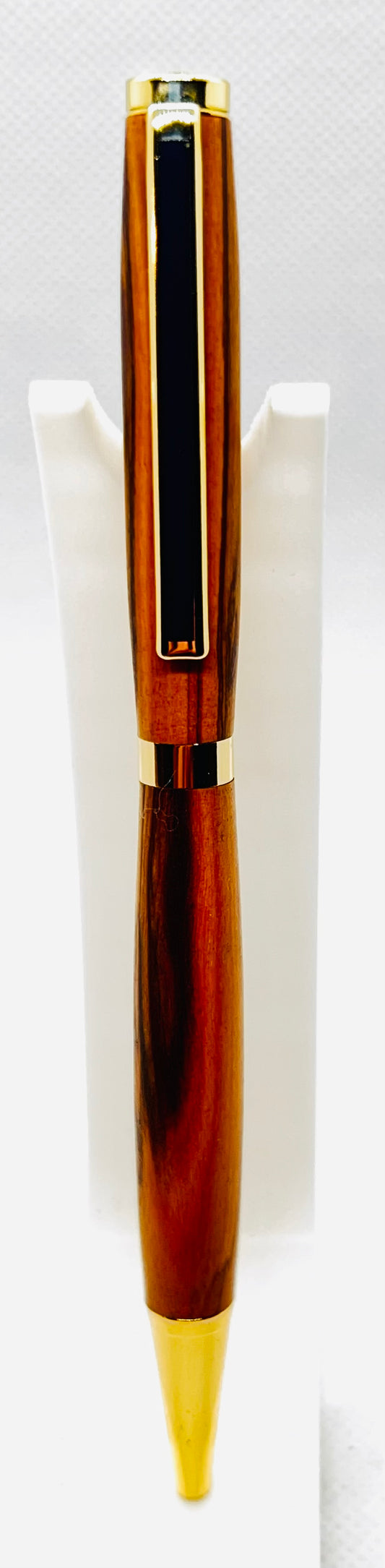 Olive Wood Slimline Pen with Gold hardware.